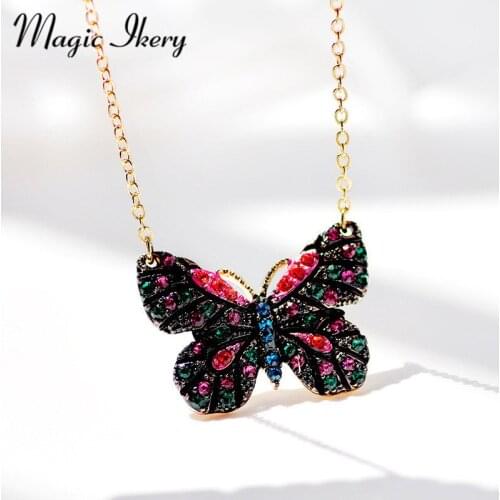 Miss Lady High Quality Lovely Animal Necklaces Colorful Crystal Beautiful Butterfly Necklaces For Women Jewelry YT-N3318