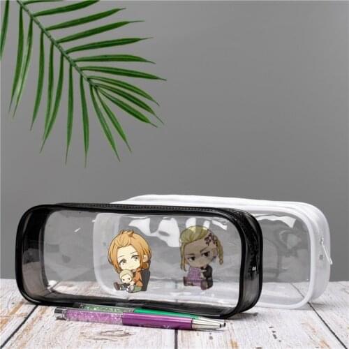 Tokyo Revengers Pencil Cases Anime Kawaii Pencil Bag Stationary Transparent Student Writing Learning Office Supplies Stationery