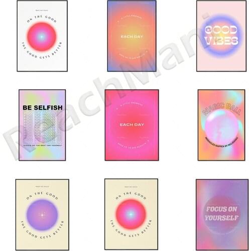 Aura Energy Poster, Gradient Positivity Print, inspirational quote, mindfulness quote, gradient retro art psychedelic poster, 70
