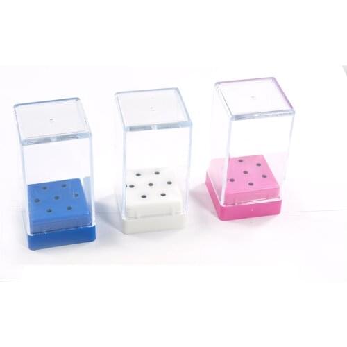 Easy Nail 7 Holes Slots Square Plastic Nail Drill Head Bits Display Storage Box Nail Drill Bits Container Stand Display Quality