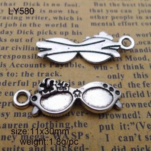 25pcs 11*30mm Antique Silver Alloy Sun Glasses Charms For DIY Jewelry Finding