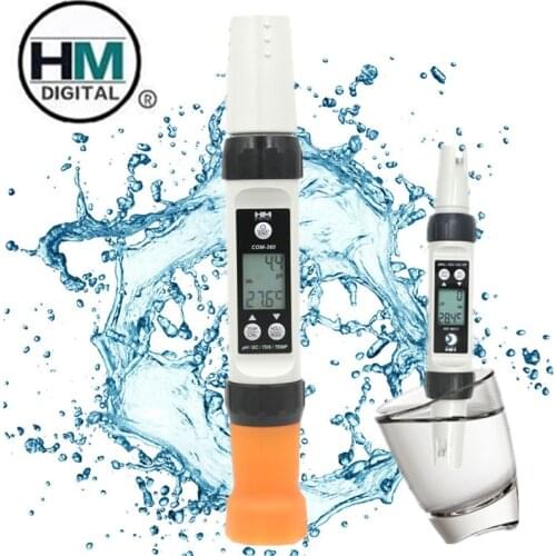 HM COM-360 4 in 1 PH meter EC/TDS/PH/TEMP waterproof combo LCD Digital portable ATC Calibration Data Hold ToolTester40%OFF