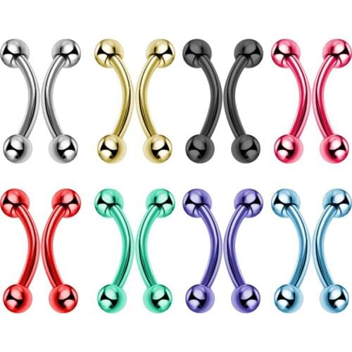 2 PCS/Lot Surgical Steel Plated Bridge Piercing Anti Eyebrow Stud Barbell Rings Women Piercing tragus Body Jewelry