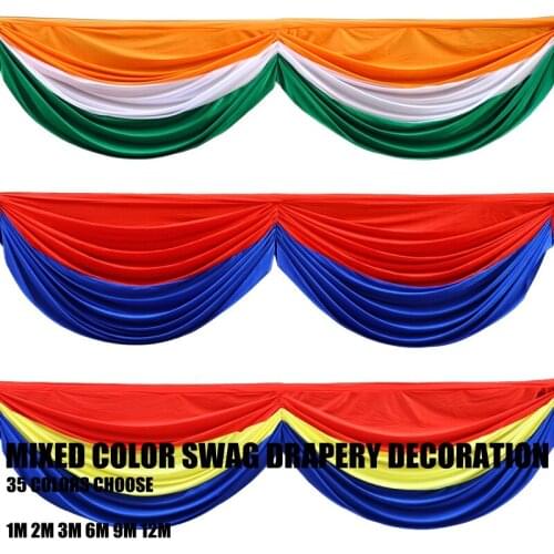 Mix Color Ice Silk Wedding Backdrop Curtain Top Swag Drape Stage Background For Wedding Event Decoration Photo Booth