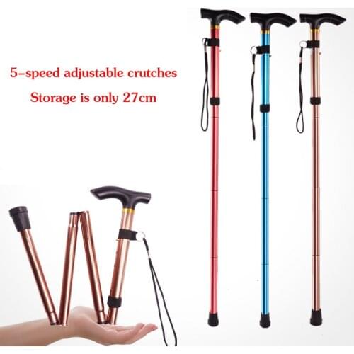 Ultra-Light Portable Elderly Walking Stick Aluminum Alloy Non-Slip Telescopic Folding Ultra-Short Walking Stick