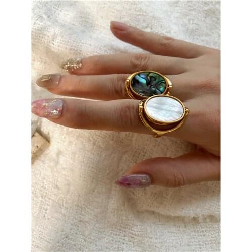 Timeless Wonder Glam Geo Spin Shell Cocktail Rings Women Punk Gothic Boho Ins Designer Jewelry Trendy Hip Hop Party Rare 6568