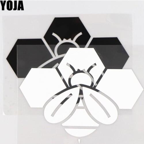 YOJA 12.9×9.9CM Personality Cartoon Decal Honeybee Vinyl Pattern Vinyl Car Sticker Black/Silver 19C-0021