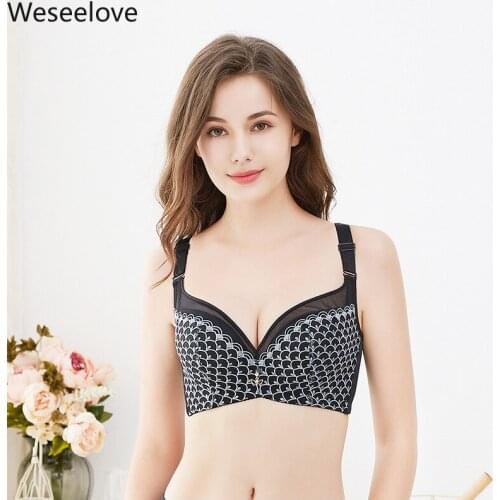 Weseelove Plus Size Bras Women Soft Rims Beauty Back Gather Gorge Adjustable Shoulder Strap Lace Thin Under Thick Bra Woman X25