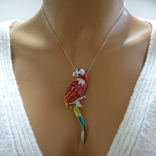 Colurful Parrot 925 Sterling Silver Necklace