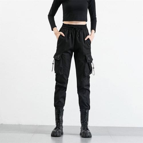 Womens Joggers Hip Hop Cargo Pants Streetwear Female Harem Pants Ribbon Lady Casual Trousers Army Green Black Loose Sweatpants