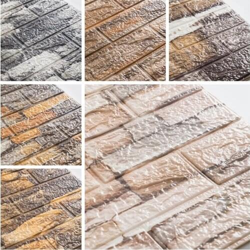 10pcs/bag 77*70cm self-adhesive wallpaper Imitation Brick Waterproof 3D Wall Sticker Living Room Bedroom Decoration