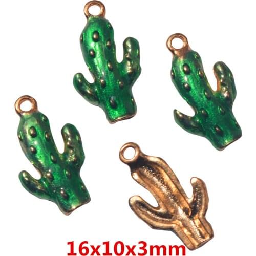 12 pcs Vintage zinc alloy charms Cactus drops green oil pendant DIY Bracelet Necklace metal jewelry accessories Makings 6626