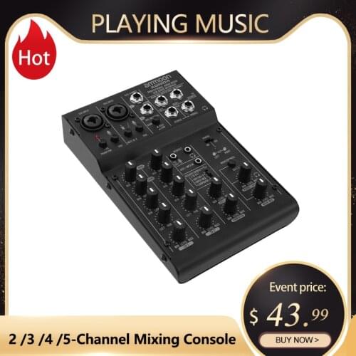 Ammoon 4-Channel Mini Mixing Console Digital Audio Mixer 2-band EQ Built-in 48V Phantom Power Mixer audio 5V USB Powered HOT