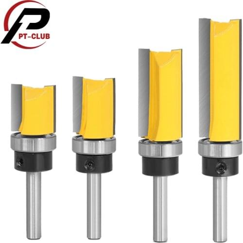 4pcs 6mm Shank Flush Trim Router Bit Pattern Bit Top Bottom Bearing 19mm Blade Template Wood Milling Cutter Carpenter