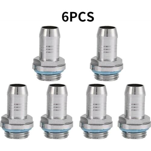 6 Pcs Waterkoeling Twee-Touch Fitting G1/4 Draad Barb Connector Voor Pc Waterkoeling Accessoire voor Buis Barb Fitting