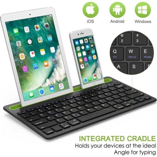 78 Keys Mini Wireless Bluetooth Keyboard Rechargeable Slim Silent Tablet Keyboard for Windows/IOS/Android with Groove Bracket