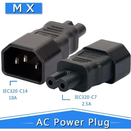 IEC 320 C14 to C7 Adapter IEC C7 to C14 3 Pin Kettle AC Adapter C14 Male to C7 Female Power Converter Plug