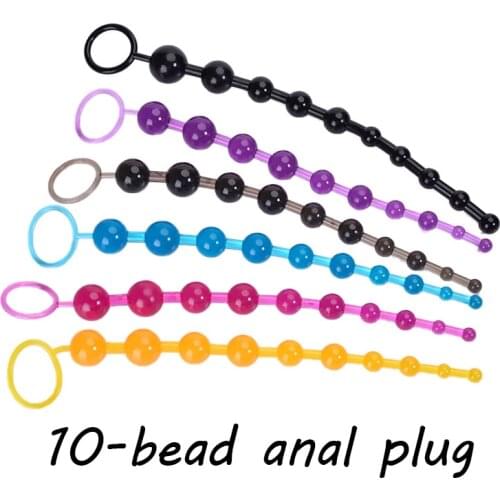 A21 Anal Plug 10 Beads Orgasm For Women Anal Beads Butt Plug Anal Vagina Sex Toys Long Orgasm Vagina Clit Anus Pull Ring Ball