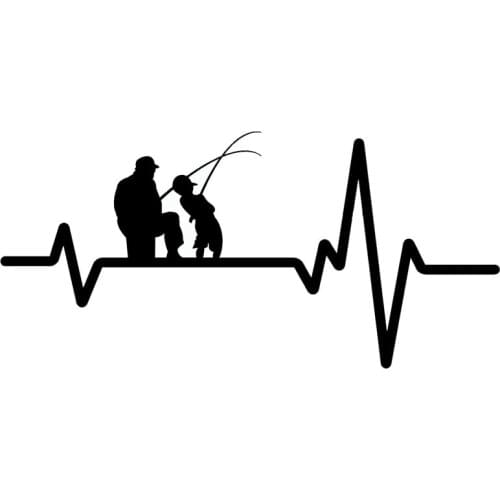 Car Sticker Fishing Father Dad Son Fish Rod Reel Heartbeat Funny Automobiles Motorcycles Exterior Accssories Vinyl Decals