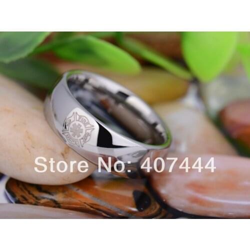 Free Shipping USA UK Canada Russia Brazil Hot Sales 8MM One Silver Dome Firefighter Medical Mens Tungsten Carbide Wedding Ring