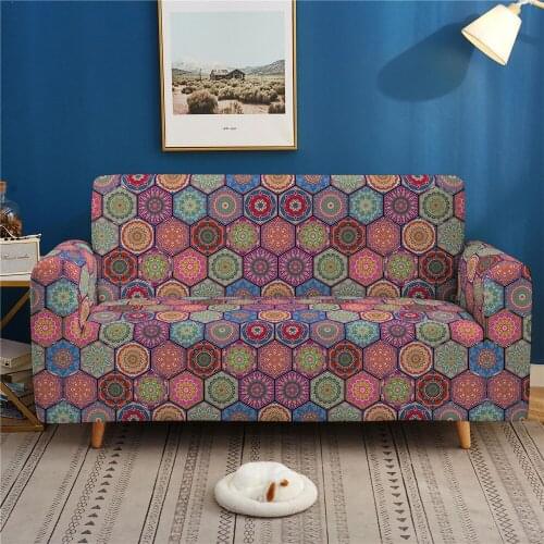 Colorful Printing Sofa Cover All-inclusive Stretch Universal Slip-resistant Couch Cover Corner Slipcover for 1/2/3/4 Seat