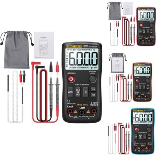 ANENG AN113B Digital Multimeter True RMS with Temperature Tester 6000 Counts Auto-Ranging AC/DC Transistor Voltage