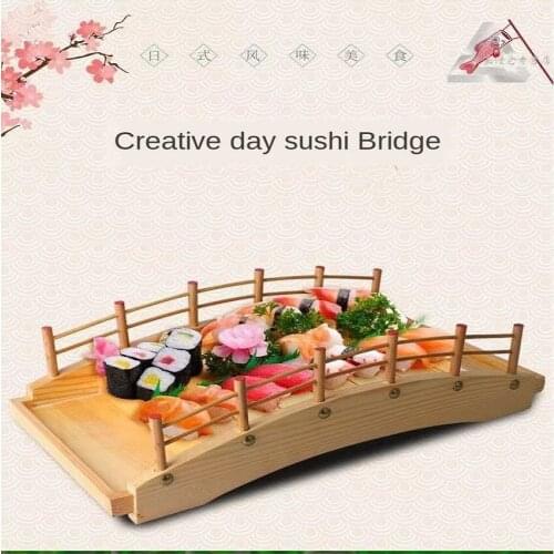 Japanese-Style Sushi Boat Wooden Boat Arch Bridge Tableware Fresh Seafood of Sashimi Cooking Platter Dragon Boat Sushi Plate