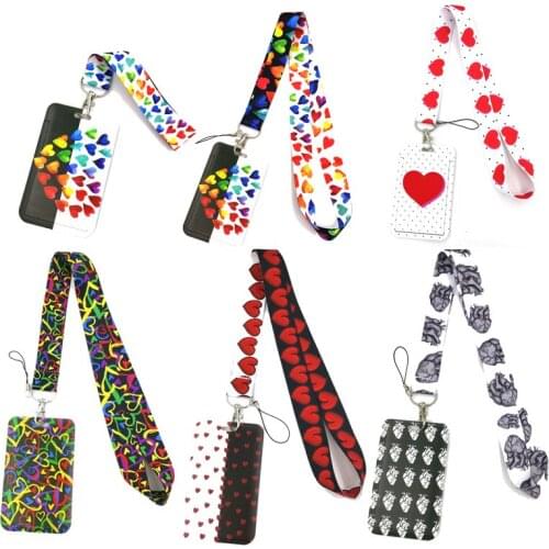 Love Hearts Couple Credit Card ID Holder Bag Student Women Travel Bank Bus Business Card Cover Badge Accessories Gifts