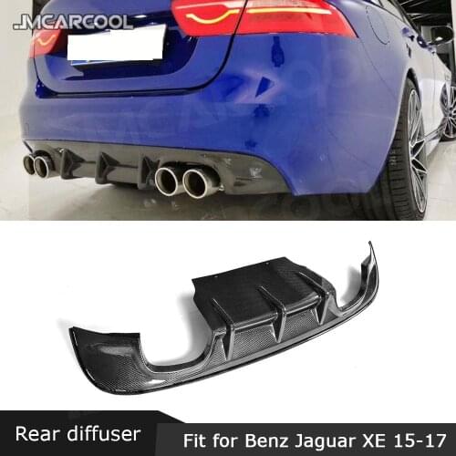 Carbon Fiber Rear Lip Diffuser For Jaguar XE Sedan 4-Door 2015 - 2017 FRP Four Outlet Bumper Diffuser Protector Car Styling