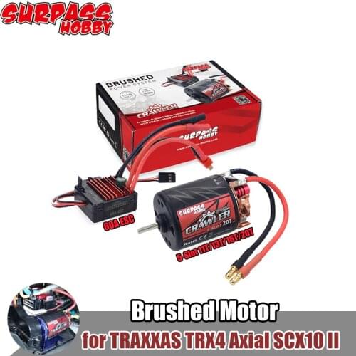 Surpass Hobby 540 Brushed Motor 5-Slot 11T 13T 16T 20T with 60A ESC for 1/10 RC Crawler Car Axial SCX10 IITRX4 TF2 GEN8 EX86100