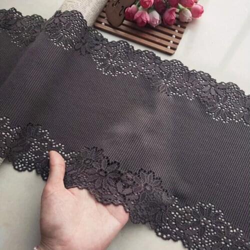 New Arrival 1 Meter/lot 22cm Width Luxury Coffee Burgundy Blue Stretch Elastic Lace Trim Mesh for Bra Underwear Hot Sale