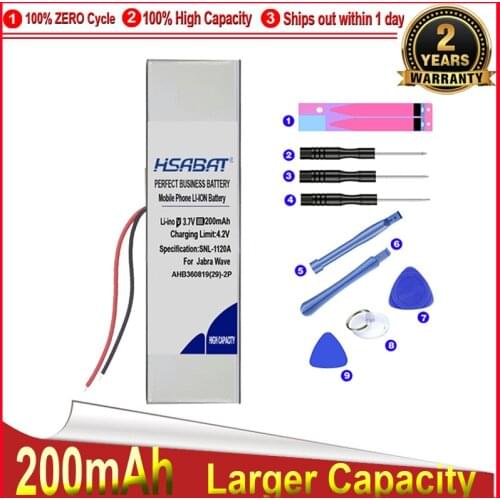 HSABAT 0 Cycle 200mAh AHB360819(29)-2P Battery for Jabra Wave High Quality Replacement Accumulator