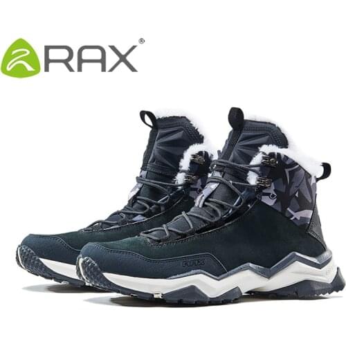 RAX Waterproof Hiking Shoes Men Winter Outdoor Sneakers for Men Snow Boots Plush Mountain Snowboots Outdoor Tourism Jogging Shoe