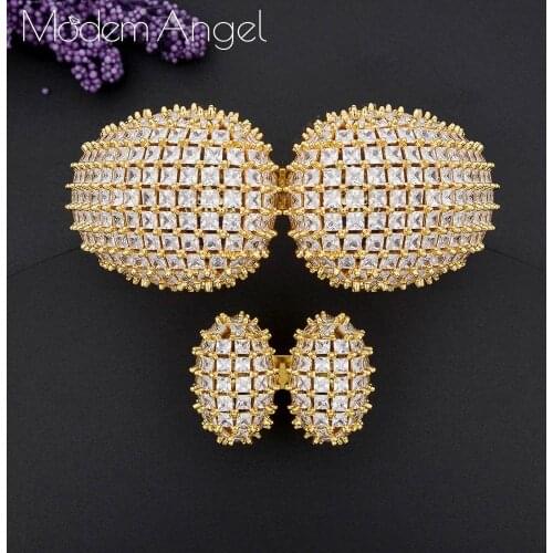 ModemAngel Luxury ball drop Bangle Ring Sets Fashion Dubai Bridal Jewelry Sets For Dubai Women Wedding Bridal