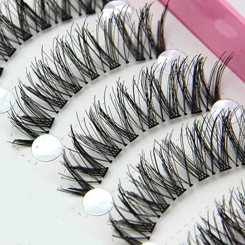 Fashion 10 Pairs Natural Black Long Cross Thick False Eyelashes Party Eye Makeup