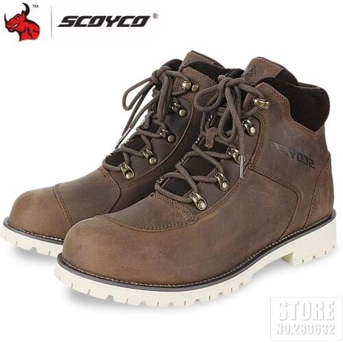 SCOYCO Motorcycle Boots Cowhide Motorcycle Shoes Botas Moto Wearable Motocross Boots Off Road Anti-fall Moto Riding Boots