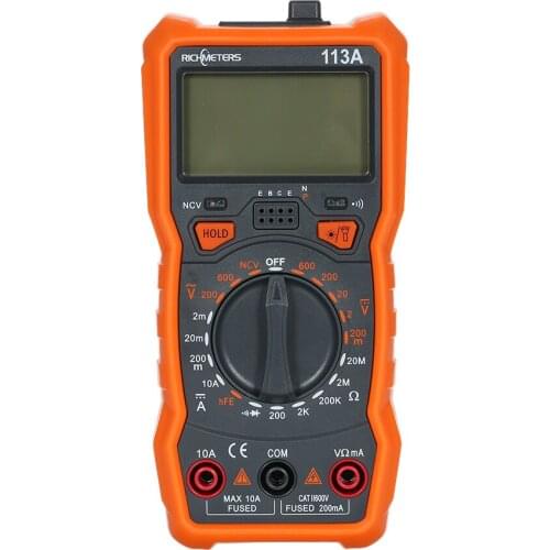 RICHMETERS RM113A NCV professional Digital Multimeter 2000 Counts HFE AC/DC Voltage Measuring Meter with Flash Light Backlight