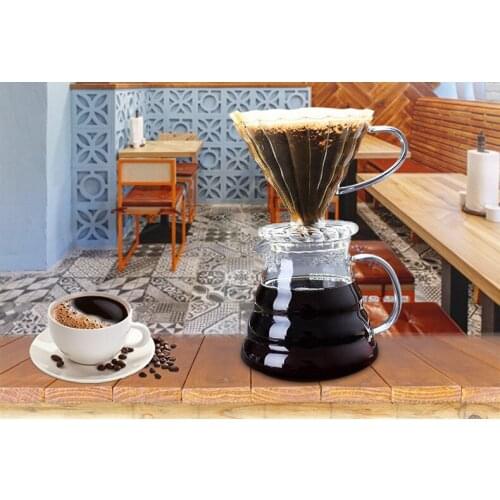 Hot Sales Pour Over Coffee Maker Set Borosilicate Glass Carafe Filter Cup Portable