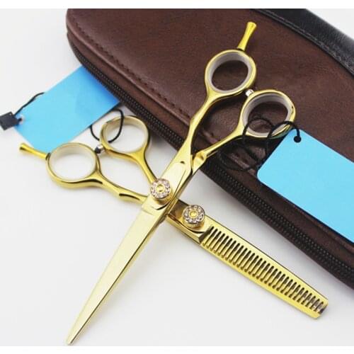 Professional japan 440c 6cr 5.5 & 6 inch hair scissors set cutting barber makas hair salon thinning shears hairdressing scissors