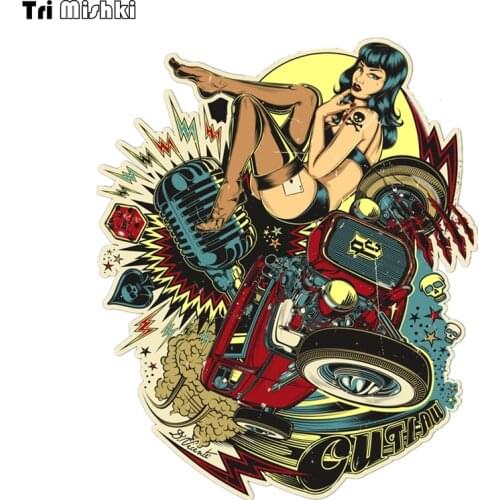WCS997 Pin up rockabilly girl car sticker PVC colorful Decals Waterproof sticker on Car Body Rear Window