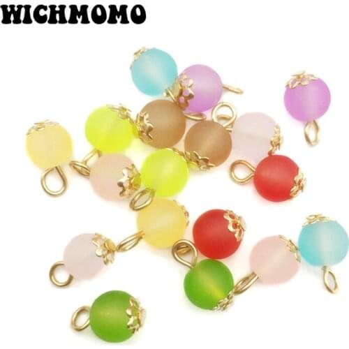 2019 New 10pieces/bag 8mm Candy Color Round Frosting Crystal Beads Charms for DIY Bracelet Necklace Jewelry Accessories