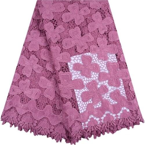 New Arrival African Pink Dry Lace Fabric High Quality Stones Guipure Cord Lace French Water Soluble Lace Fabric For Wedding 1731