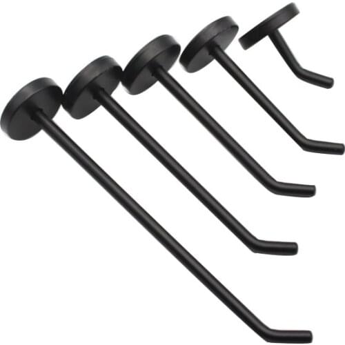 Single Hook Coat Hook Matt Black Surface Elephant Nose Hook Wall-Mount Hook - Pack of 4