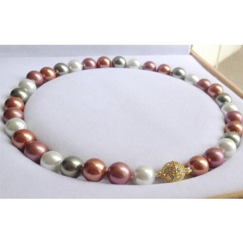 Wholesale 12mm South Shell Pearl Round Bead Necklace Magnet Clasp