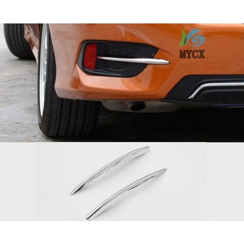 FIT FOR 2016 2017 HONDA CIVIC CHROME REAR FOG LIGHT LAMP EYEBROW BUMPER LID EYELID TRIM COVER BEZEL STYLING GARNISH MOLDING 2pcs