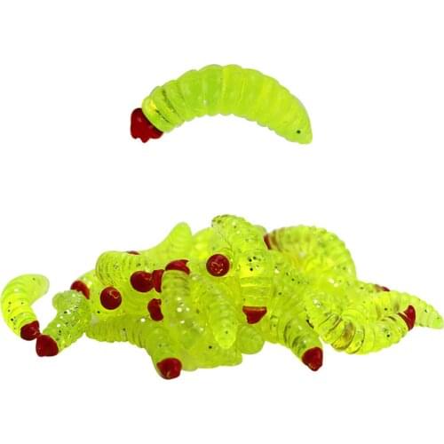 50 PCS Fake Maggot Grub Soft Lure Worms Baits for Bass Trout Salmon Frogs Gifts for Fisherman 2.4cm FK88