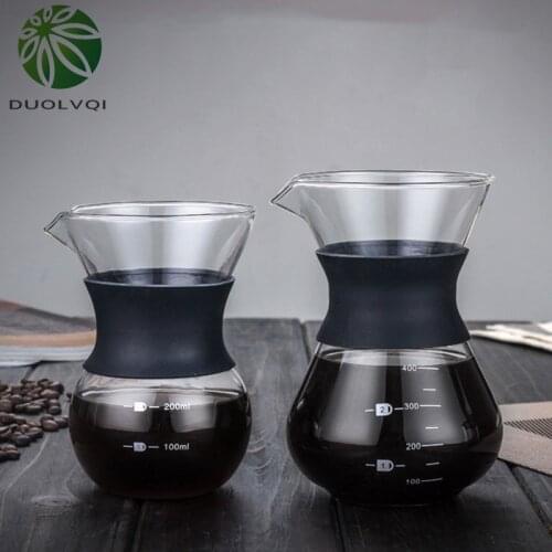 Manual Coffee Maker Reusable Glass Coffee Pot Durable Coffee Drip Pot Stainless Steel Coffee Filter Coffeeware 200/400ml