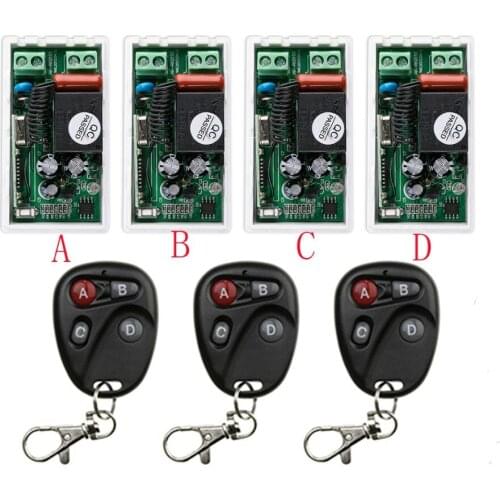 Most simple wiring AC220V 1CH Radio Controller RF Wireless Relay Remote Control Switch 315 MHZ 433 MHZ 3 Transmitter +4 Receiver