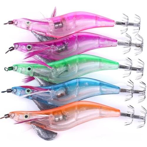12.8cm 21g Luminous Squid Jigs Lure Fishing Shrimp Lure Jig Hard Bait Plastic Shrimp Bait Pesca Carp Fishing Octopus Bait