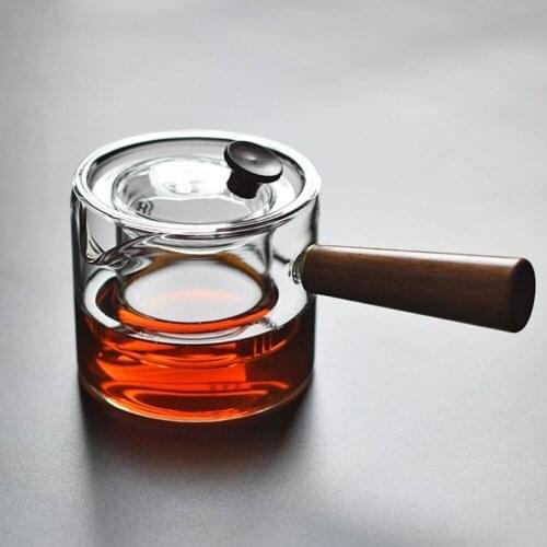 500Ml Heat-Resistant Glass Teapot Tea Infuser Pot With Wooden Handle Tea Pot Infuser Filter Flower Tea Kettle Tea Stove Pot Set